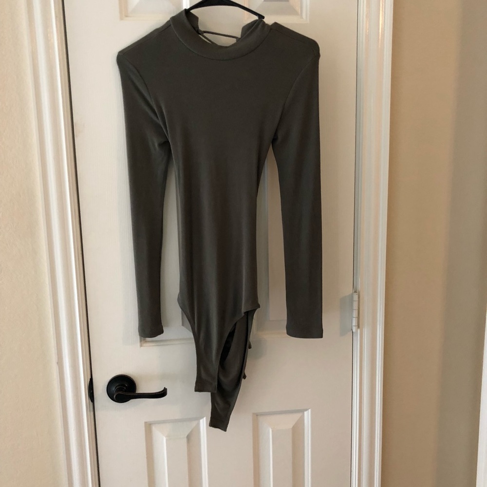 High necked laced back bodysuit